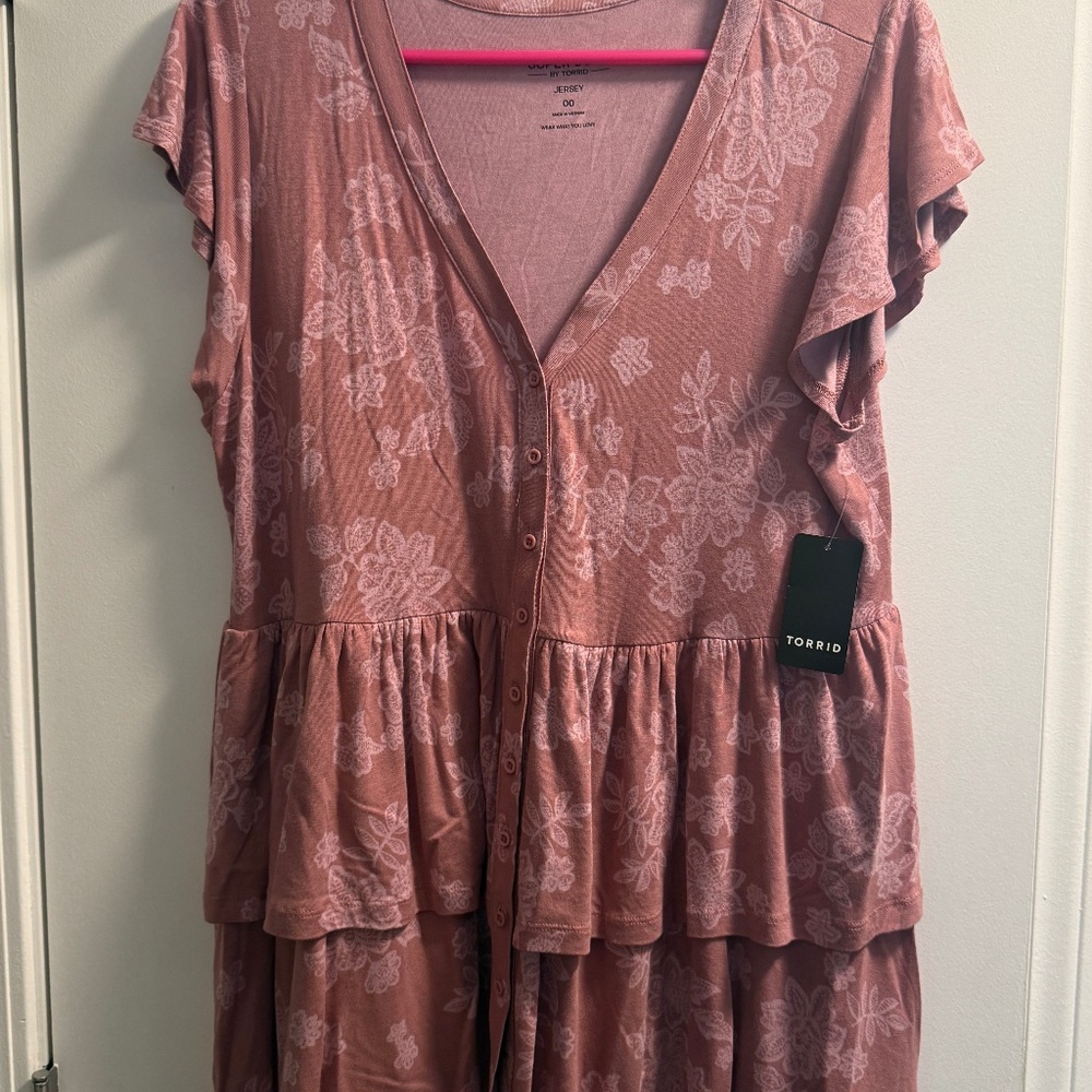TORRID Pink Boho Floral Shirt, Size 00, NEW NWT!